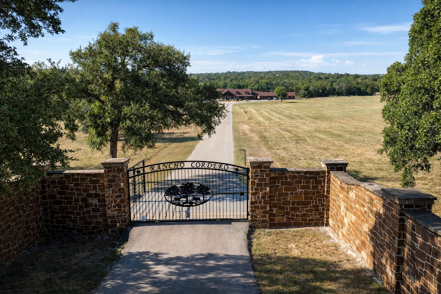 The entrance gate to a Central Texas ranch